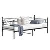 Cama Con Estructura De Metal - 90x200cm - Cama Simple - Cama Individual - Armazón De Diseño - Reposacabezas Y Reposapiés Decorativos - Sofá - Diván - Negro [en.casa]®