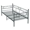 Cama Con Estructura De Metal - 90x200cm - Cama Simple - Cama Individual - Armazón De Diseño - Reposacabezas Y Reposapiés Decorativos - Sofá - Diván - Negro [en.casa]®