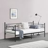 Cama Con Estructura De Metal - 90x200cm - Cama Simple - Cama Individual - Armazón De Diseño - Reposacabezas Y Reposapiés Decorativos - Sofá - Diván - Negro [en.casa]®