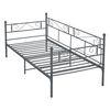 Cama Con Estructura De Metal - 90x200cm - Cama Simple - Cama Individual - Armazón De Diseño - Reposacabezas Y Reposapiés Decorativos - Sofá - Diván - Gris Oscuro [en.casa]®