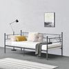 Cama Con Estructura De Metal - 90x200cm - Cama Simple - Cama Individual - Armazón De Diseño - Reposacabezas Y Reposapiés Decorativos - Sofá - Diván - Gris Oscuro [en.casa]®