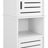 Mueble Para Baño De Pared Mora - 135 X 32 X 32 Cm - Mueble Auxiliar Para Baño - 2 Compartimentos De Armario Y 3 Áreas De Almacenamiento Abiertas - Wpc - Blanco [en.casa]®