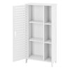 Mueble Para Baño De Suelo Vansbro - 96 X 48 X 24 Cm - Mueble Auxiliar Para Baño - Con Una Puerta Y 3 Estantes - 3 Estantes Adicionales Detrás De La Puerta - Wpc - Blanco [en.casa]®