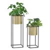 Soporte Para Plantas De Metal - 2 Piezas - 46 X 21 X 21 Cm Y 70 X 25 X 25 Cm - Estantería Para Macetas - Bastidor Para Macetas - Negro Y Color Dorado [en.casa]®