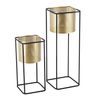 Soporte Para Plantas De Metal - 2 Piezas - 46 X 21 X 21 Cm Y 70 X 25 X 25 Cm - Estantería Para Macetas - Bastidor Para Macetas - Negro Y Color Dorado [en.casa]®