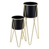 Soporte Para Plantas De Metal - 2 Piezas - 48 X 25 X 25 Cm Y 70,5 X 32 X 32 Cm - Estantería Para Macetas - Bastidor Para Macetas - Dorado Y Negro [en.casa]®