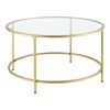 Mesa De Centro Kouvola Vidrio/acero Ø84 X 45,5 Cm - Dorado [en.casa]