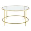 Mesa De Centro Kouvola Vidrio/acero Ø84 X 45,5 Cm - Dorado [en.casa]