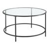 Mesa De Centro Kouvola Vidrio/acero Ø84 X 45,5 Cm - Negro [en.casa]