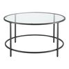 Mesa De Centro Kouvola Vidrio/acero Ø84 X 45,5 Cm - Negro [en.casa]