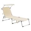 Tumbona Plegable Legorreta - 189 X 57 X 28 Cm - Con Techo - Parasol - Toldo - Hasta 115 Kg - Hamaca De Playa - Asiento Para Jardín - Silla Reclinable - Beige [en.casa]®