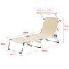 Tumbona Plegable Legorreta - 189 X 57 X 28 Cm - Con Techo - Parasol - Toldo - Hasta 115 Kg - Hamaca De Playa - Asiento Para Jardín - Silla Reclinable - Beige [en.casa]®