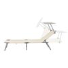 Tumbona Plegable Getaria - 189 X 57 X 28 Cm - Con Techo - Parasol - Toldo - Acero - Hasta 115 Kg - Hamaca De Playa - Asiento Para Jardín - Silla Reclinable - Beige [en.casa]®