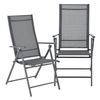 Set De 2 Sillas De Jardã­n Exterior Kalamata - 105 X 57 X 68 Cm - Asiento Para Terraza Balcã³n Patio - Reposabrazos Y Respaldo Ajustable - Plegables - Patas De Acero - Gris Oscuro [en.casa]â®