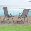 Set De 2 Sillas De Jardã­n Exterior Kalamata - 105 X 57 X 68 Cm - Asiento Para Terraza Balcã³n Patio - Reposabrazos Y Respaldo Ajustable - Plegables - Patas De Acero - Gris Oscuro [en.casa]â®