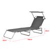 Tumbona Plegable Argozelo - 186 X 55 X 24 Cm - Con Techo - Parasol - Toldo - Acero - Hasta 110 Kg - Hamaca De Playa - Asiento Para Jardín - Silla Reclinable - Piscina - Gris Oscuro [casa.pro]®