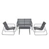 Set De Muebles De Jardín Palencia - 4-piezas - Conjunto De Muebles De Exterior - Terraza - Patio - Set De 2 Sillas - Banco - Mesa De Centro - Gris Oscuro Y Tablero De Mesa Negro [en.casa]®