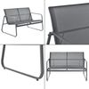 Set De Muebles De Jardín Palencia - 4-piezas - Conjunto De Muebles De Exterior - Terraza - Patio - Set De 2 Sillas - Banco - Mesa De Centro - Gris Oscuro Y Tablero De Mesa Negro [en.casa]®