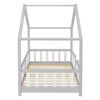 Cama Para Niños De Madera Pino 207 X 97 X 138 Cm Cama Infantil Con Reja Protectora Casita Forma De Casa Gris Oscuro Blanco Mate Lacado[en.casa]®