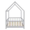 Cama Para Niños En Forma De Casa Con Reja Protectora Madera De Pino 207 X 96 X 140 Cm Chapa De Madera Gris Claro Blanco Mate Lacado [en.casa]