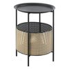 Mesa De Centro Beaumont Con Cesta Extraíble Metal 45 X Ø 35 Cm - Negro Y Color De Arena [en.casa]