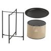 Mesa De Centro Beaumont Con Cesta Extraíble Metal 45 X Ø 35 Cm - Negro Y Color De Arena [en.casa]