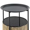 Mesa De Centro Beaumont Con Cesta Extraíble Metal 45 X Ø 35 Cm - Negro Y Color De Arena [en.casa]