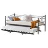 Cama Con Cama Supletoria Skutskär Con 4 Ruedas Metal  90 X 200 Cm / Cama - Negro Mate [en.casa]