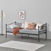 Cama Simple Arjeplog Con Reposacabezas Y Somier Metal 90x200cm - Negro Mate [en.casa]