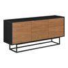 Cómoda Negro Efecto Madera Tono Oscuro 55 X 120 X 30 Cm Armario Metal Mueble De Salón Mesa De Tele [en.casa]®