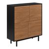 Cómoda Gnosjö 4 Puertas De Armario Tecnología Push-open 93 X 80 X 30 Cm Aglomerado Negro/efecto Madera, Tono Oscuro [en.casa]