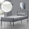 Cama Simple Laos Con Somier Y Colchón Metal 90 X 200 Cm - Gris Oscuro Mate [en.casa]