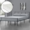 Cama Simple Laos Con Somier Y Colchón Metal 120 X 200 Cm - Gris Oscuro Mate [en.casa]