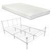 Cama Simple Laos Con Somier Y Colchón Metal 120 X 200 Cm - Blanco Mate [en.casa]