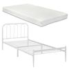 Cama Simple Hanko Con Somier Y Colchón De Espuma Fría Metal 90 X 200 Cm - Blanco Mate [en.casa]