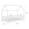 Cama Para Niños De Madera Pino Sisimiut Con Colchón Ortopédico - 70 X 140 Cm - Cama Infantil Con Reja Protectora - Forma De Casa - Casita - Blanco Lacado Mate [en.casa]®