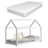 Cama Infantil Netstal Con Colchón Ortopédico - Forma De Casa - Pino 70 X 140 Cm - Blanco Mate [en.casa]