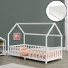 Cama Para Niños De Madera Pino Sisimiut Con Colchón De Espuma Fría - 90 X 200 Cm - Cama Infantil Con Reja Protectora - Forma De Casa - Casita - Oeko-tex 100 - Blanco Lacado Mate [en.casa]®