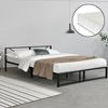 Cama Doble De Metal Meran Con Colchón De Espuma Fría - 180 X 200 Cm Somier Acero Negro [en.casa]