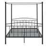 Cama Con Baldaquín Y Con Colchón De Espuma Fría - Lahti - 200cm X 180cm - Marco Alto Con 4 Esquinas Para La Cama - Para Dosel - Para Mosquitera - Acero - Negro [en.casa]®