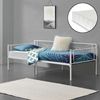 Cama Simple Alvesta Con Somier Colchón Reposacabezas Metal 90 X 200 Cm - Blanco Mate [en.casa]