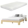 Cama De Pino Con Colchón De Espuma Fría Raisio - 140 X 200 Cm - Cama Doble - Cama De Matrimonio - Somier - Capacidad De Carga 150 Kg - Certificado Oeko-tex 100 - Madera Natural [en.casa]®