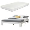 Cama De Pino Con Colchón De Espuma Fría Raisio - 160 X 200 Cm - Cama Doble - Cama De Matrimonio - Somier - Capacidad De Carga 200 Kg - Certificado Oeko-tex 100 - Blanco Mate [en.casa]®