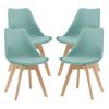 Juego De 4 Sillas De Comedor Fläten Cuero Sintético Y Patas De Haya 81 X 49 X 57 Cm - Verde Menta [en.casa]