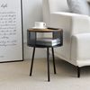 Mesa Auxiliar Bjørnsund Redonda Aglomerado Metal 45 X Ø 34 Cm Efecto Madera Negro [en.casa]