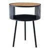 Mesa Auxiliar Bjørnsund Redonda Aglomerado Metal 45 X Ø 34 Cm Efecto Madera Negro [en.casa]