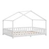 Cama Para Niños Treviolo Forma De Casa Pino 120x200 Cm Blanco Mate [en.casa]