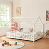 Cama Para Niños Sisimiut Forma De Casa Pino 140x200 Cm Blanco Mate [en.casa]