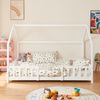 Cama Para Niños Sisimiut Forma De Casa Pino 140x200 Cm Blanco Mate [en.casa]