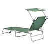 Set De 2x Tumbona Plegable Argozelo - 186 X 55 X 24 Cm - Con Techo - Parasol - Toldo - Acero - Hasta 110 Kg - Hamaca De Playa - Asiento Para Jardín - Silla Reclinable - Verde Oscuro [casa.pro]®